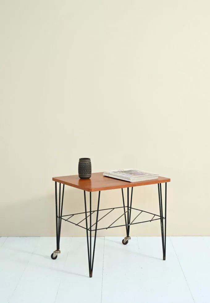 Scandinavian vintage side table with metal frame