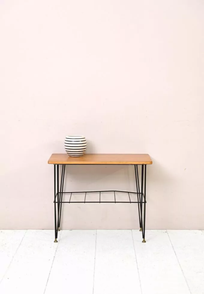 Scandinavian teak and metal side table