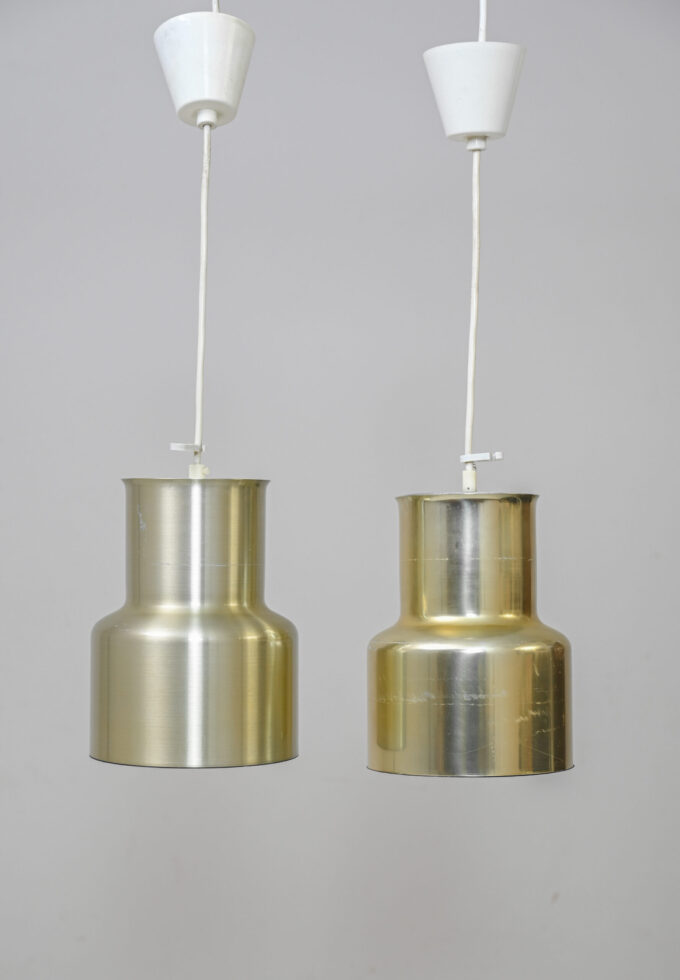 Pair of vintage gold pendant lamps