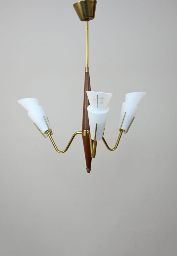 Vintage hanging lamp with opaline