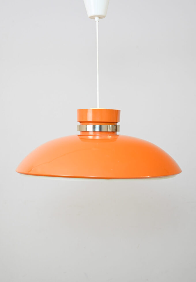 Scandinavian 1960s pendant lamp in orange plastic-a