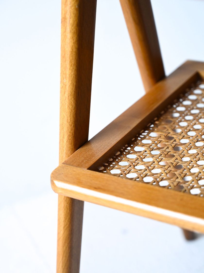 Comodini scandinavi in teak e rattan-f