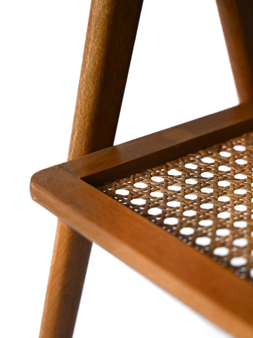 Comodini scandinavi in teak e rattan-l