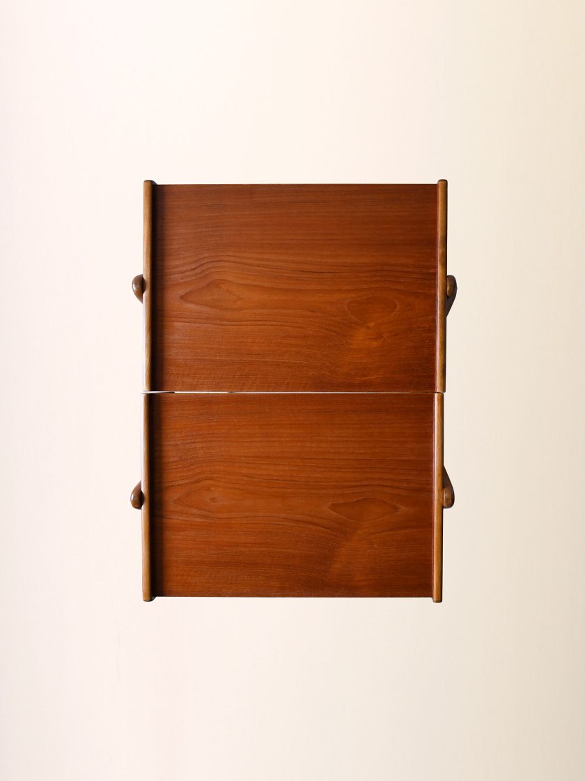Comodini scandinavi in teak e rattan-m