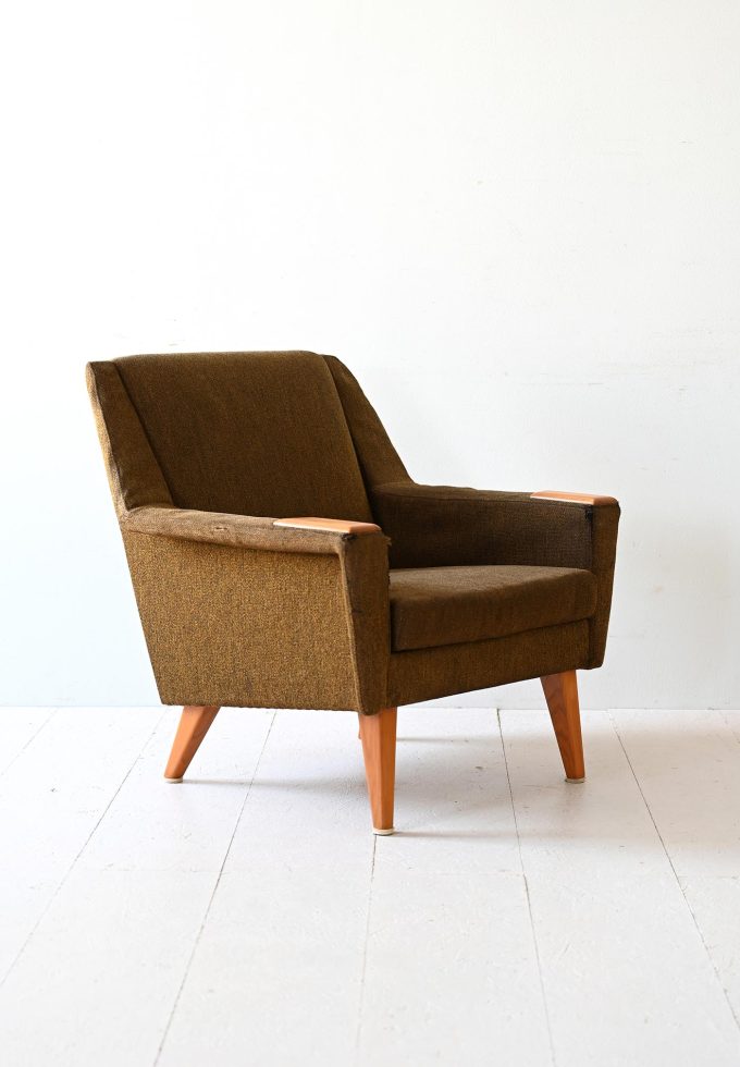 Poltrona vintage scandinava con tessuto originale-b