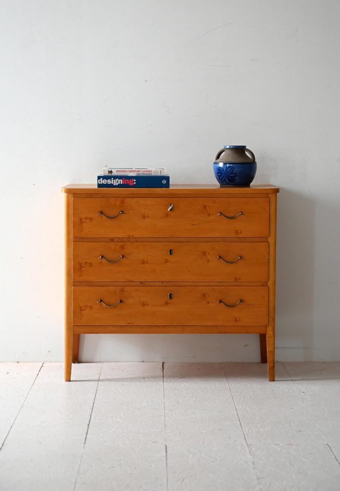 Scandinavian vintage birch-root chest of drawers-a