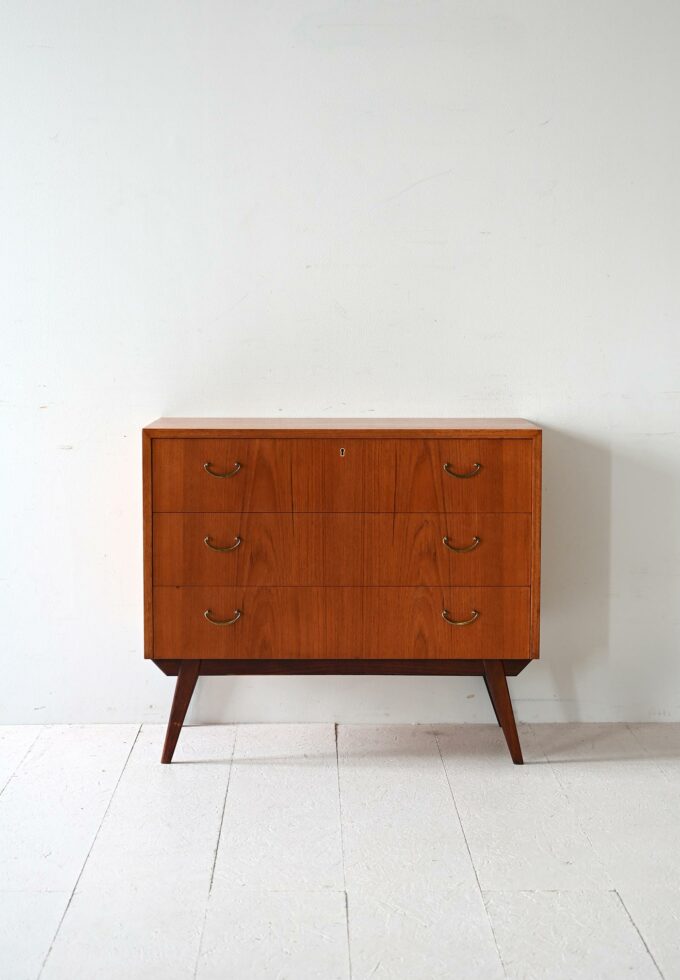 Cassettiera scandinava in teak e mogano-b