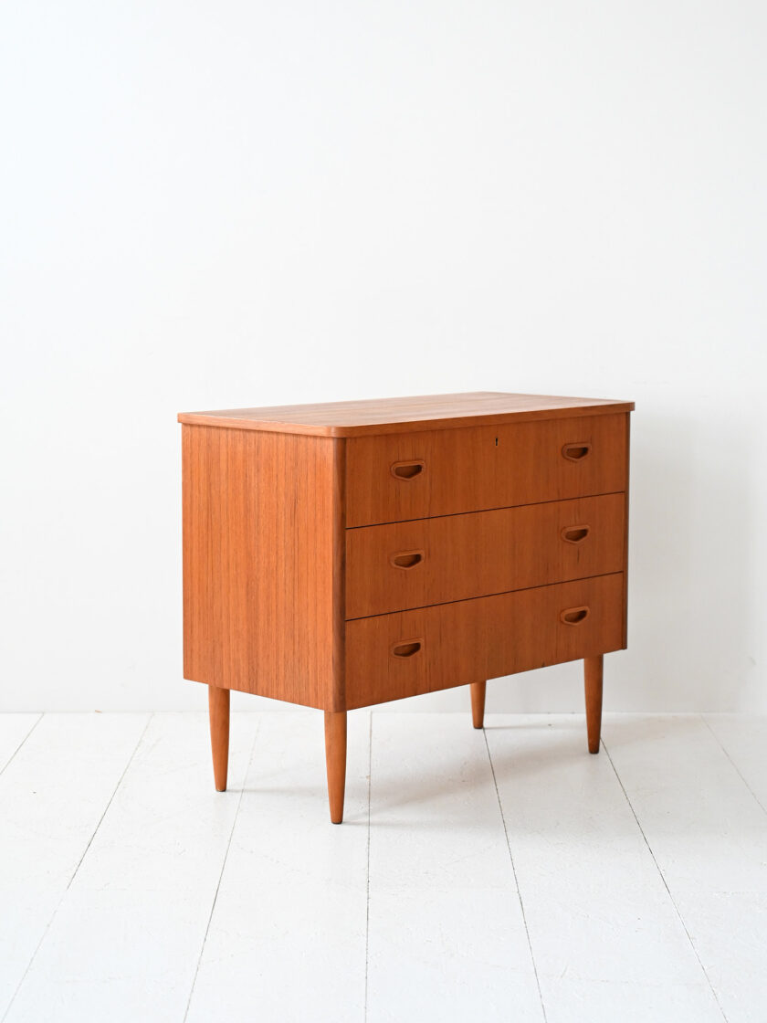 Cassettiera vintage scandinava in teak anni ’50/’60-c