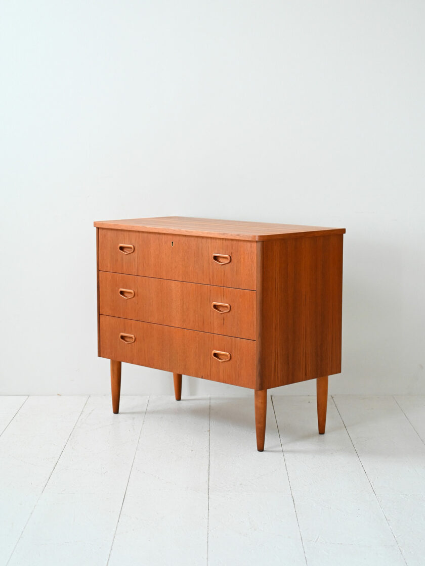 Cassettiera vintage scandinava in teak anni ’50/’60-d