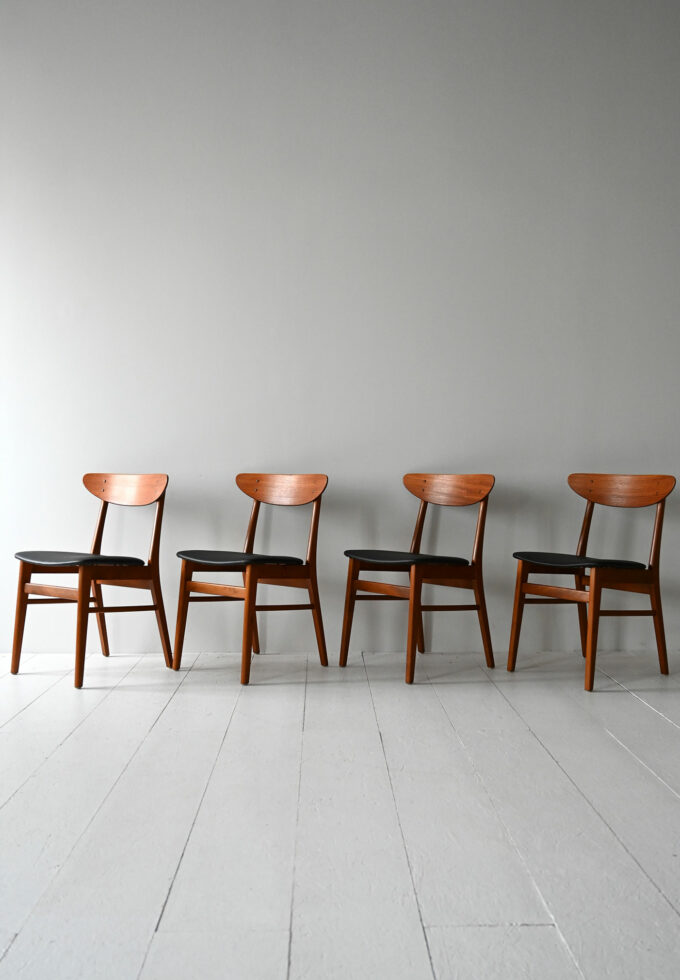 Four vintage Danish teak chairs by Farstrup