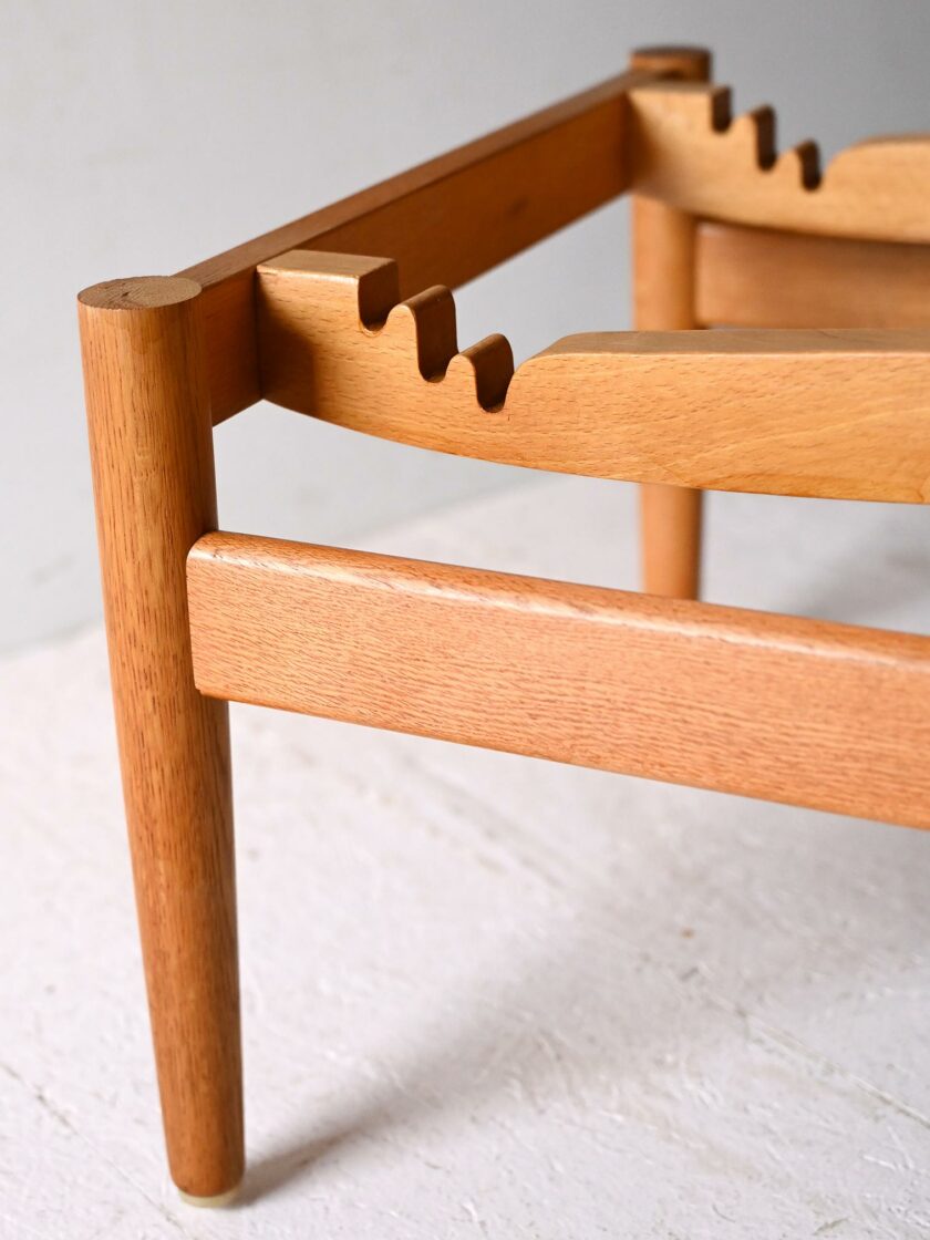 Poggiapiedi vintage scandinavo regolabile con cuscino verde-f