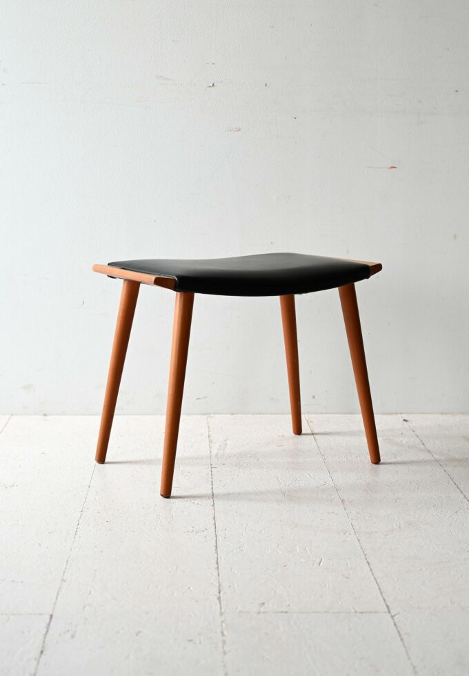 Vintage wood and leather-a stool