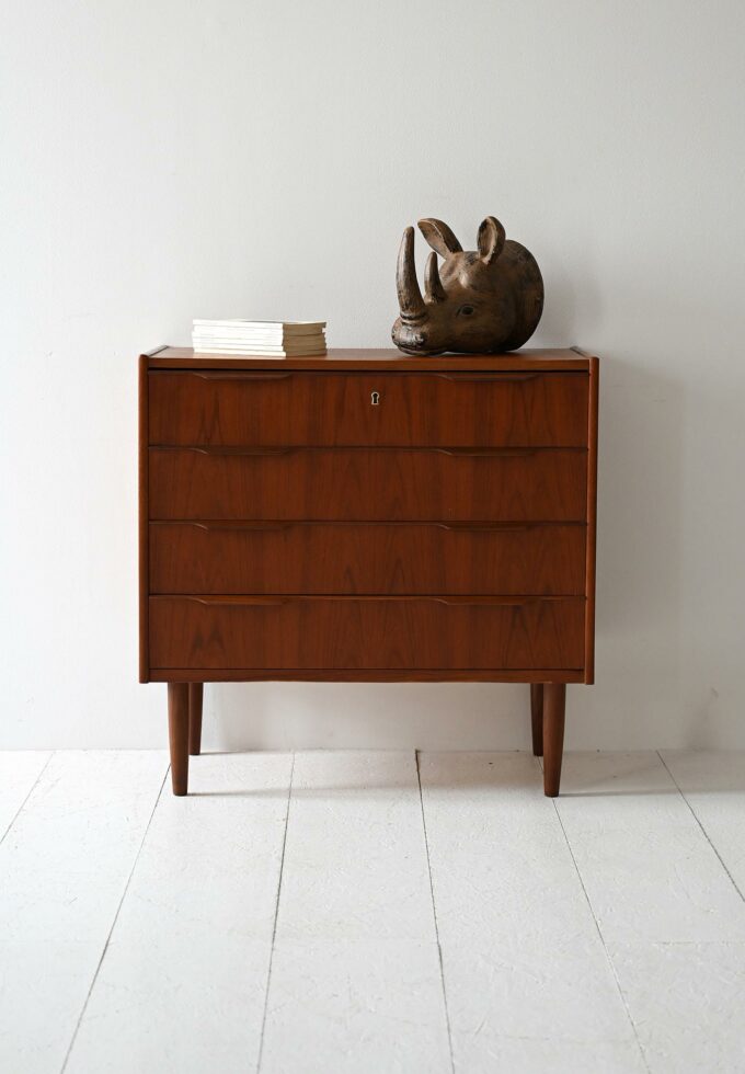 Cassettiera danese vintage in teak scuro-a