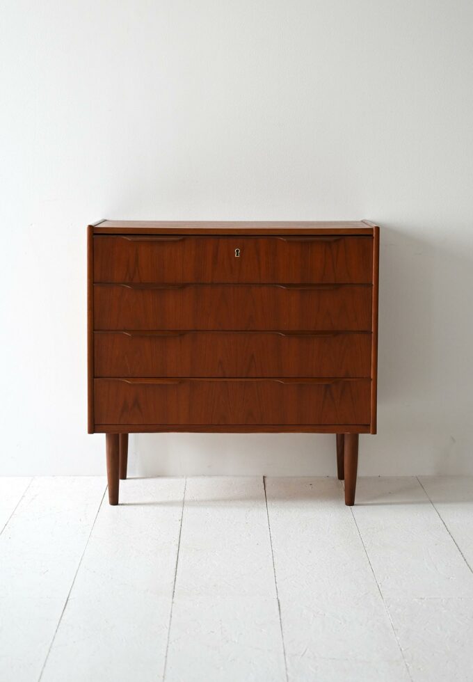 Cassettiera danese vintage in teak scuro-b