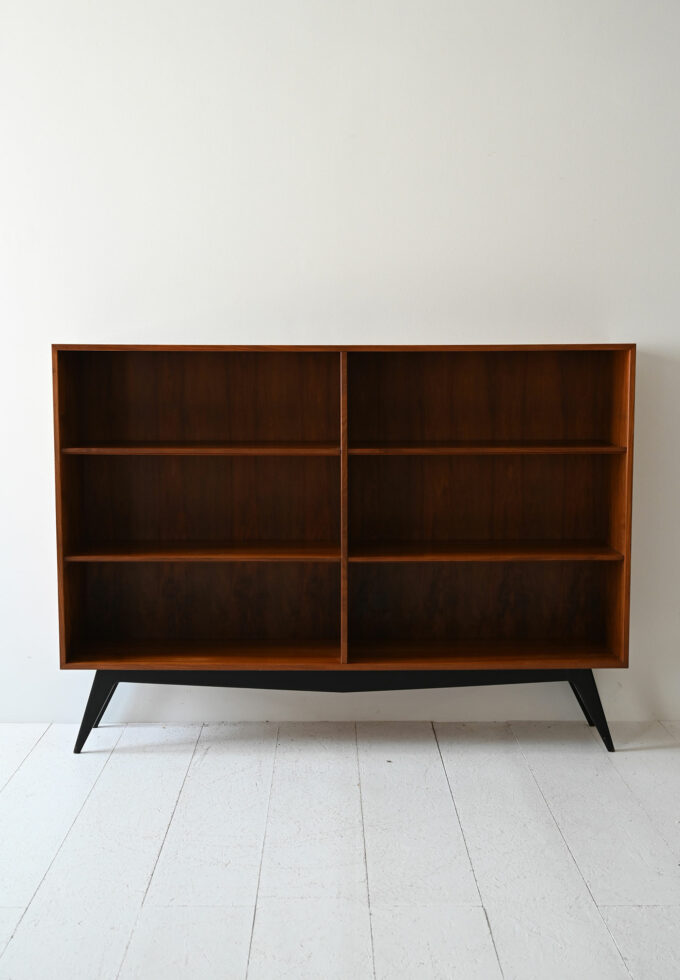 Scandinavian vintage teak bookcase with black feet-b