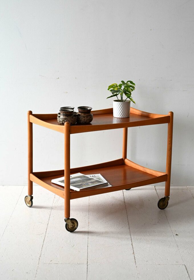 Vintage Scandinavian teak and beech-a trolley