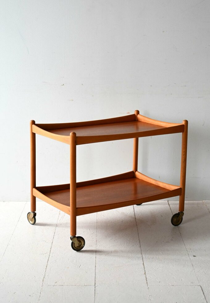 Scandinavian vintage teak and beech-b trolley