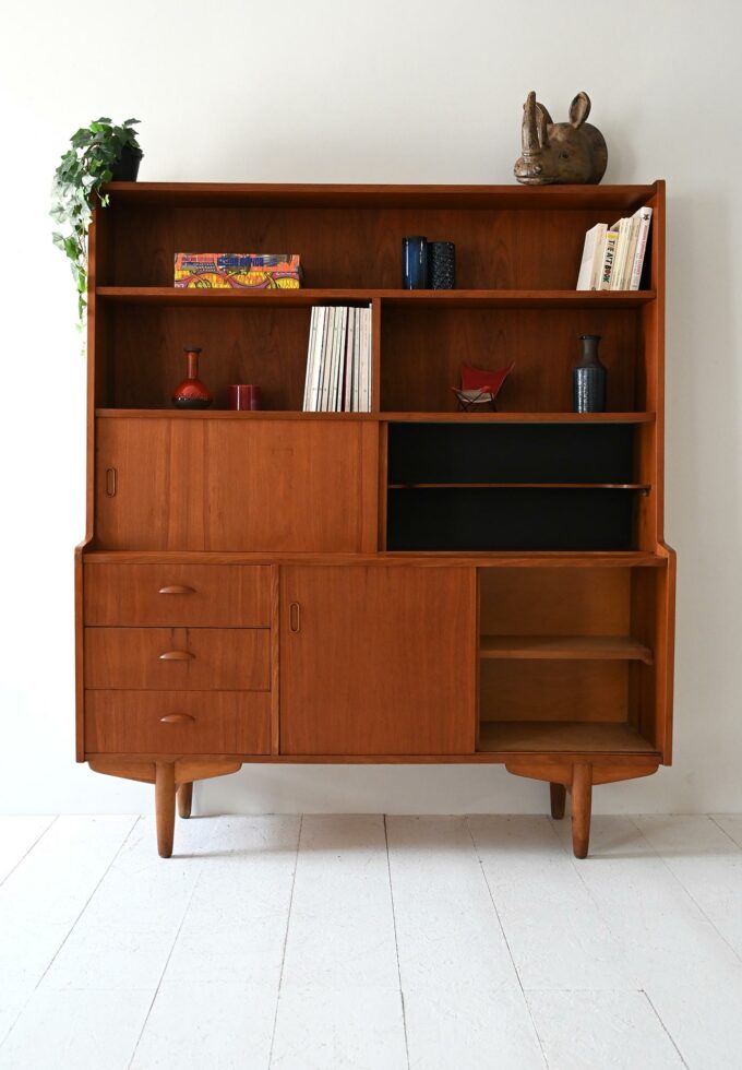 Scandinavian vintage teak sideboard with bookcase-b