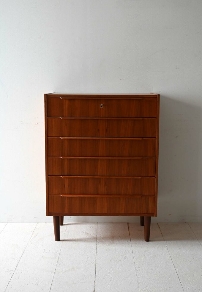 Cassettiera scandinava anni '50/'60 a 6 cassetti-b