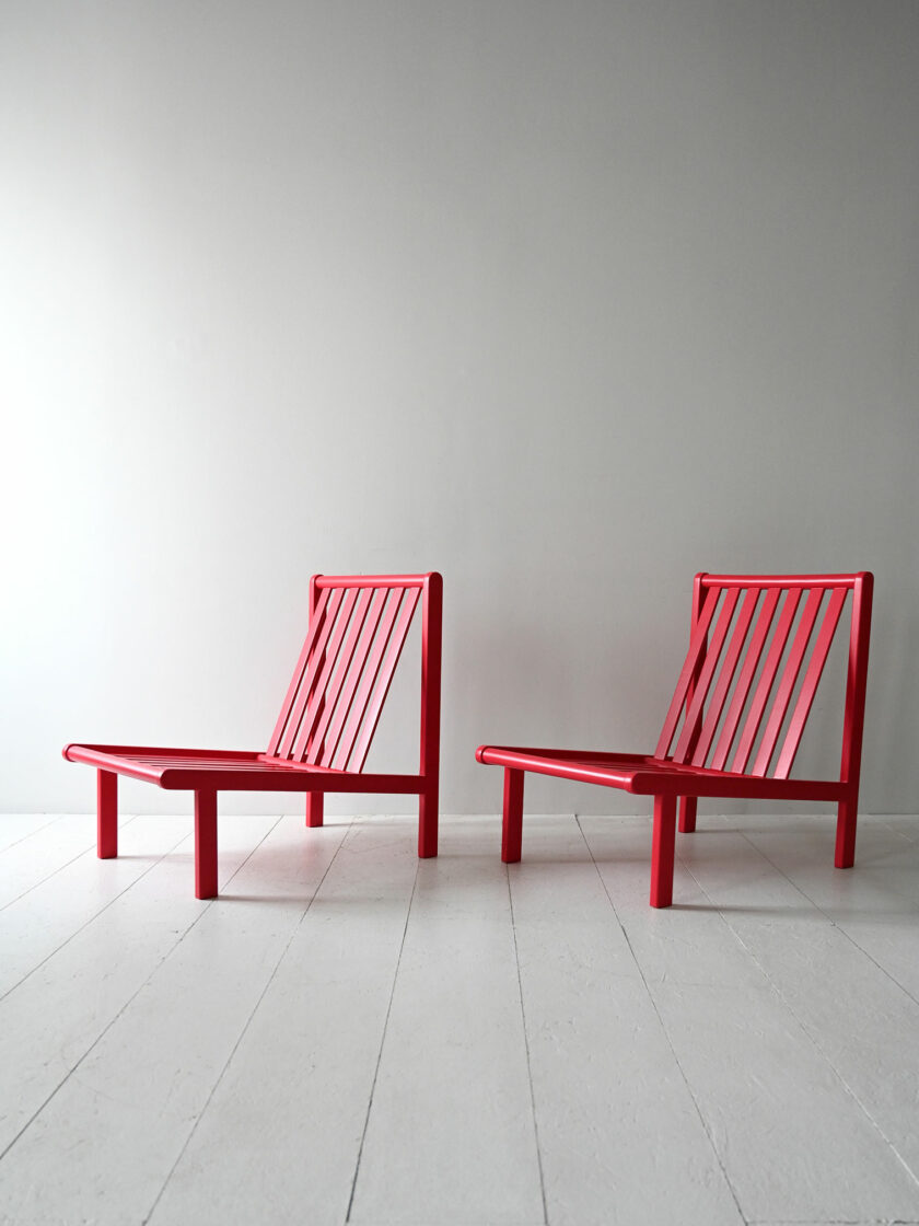 Coppia poltrone scandinave vintage rosso ciliegia-c