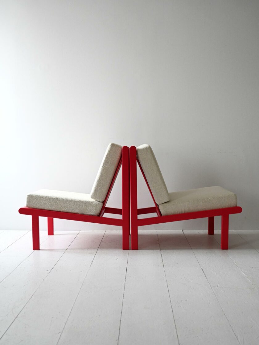 Coppia poltrone scandinave vintage rosso ciliegia-d