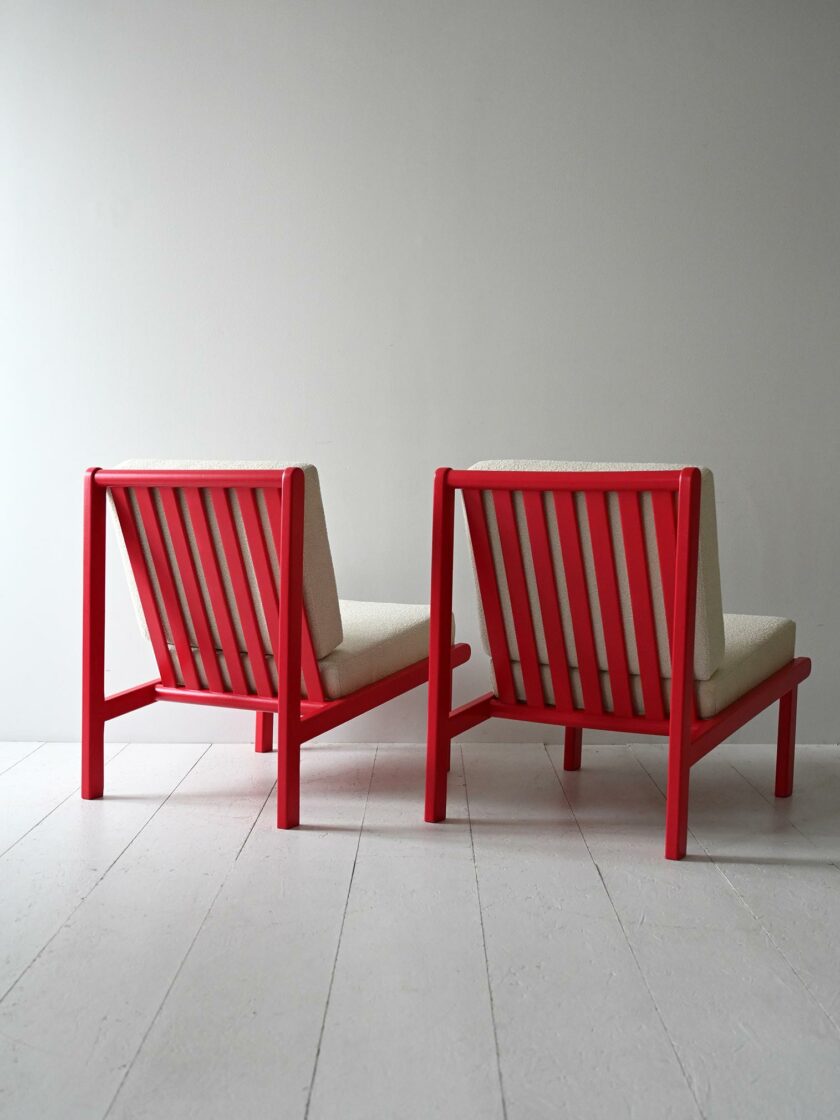 Coppia poltrone scandinave vintage rosso ciliegia-f