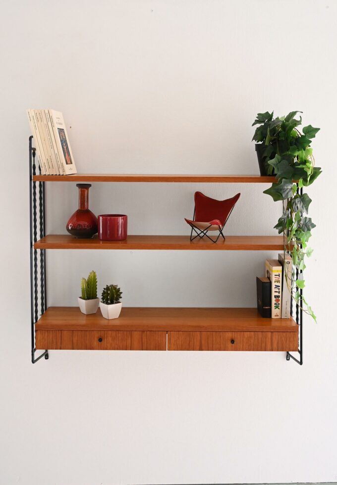 Scandinavian teak Hylla shelf system with drawers-a
