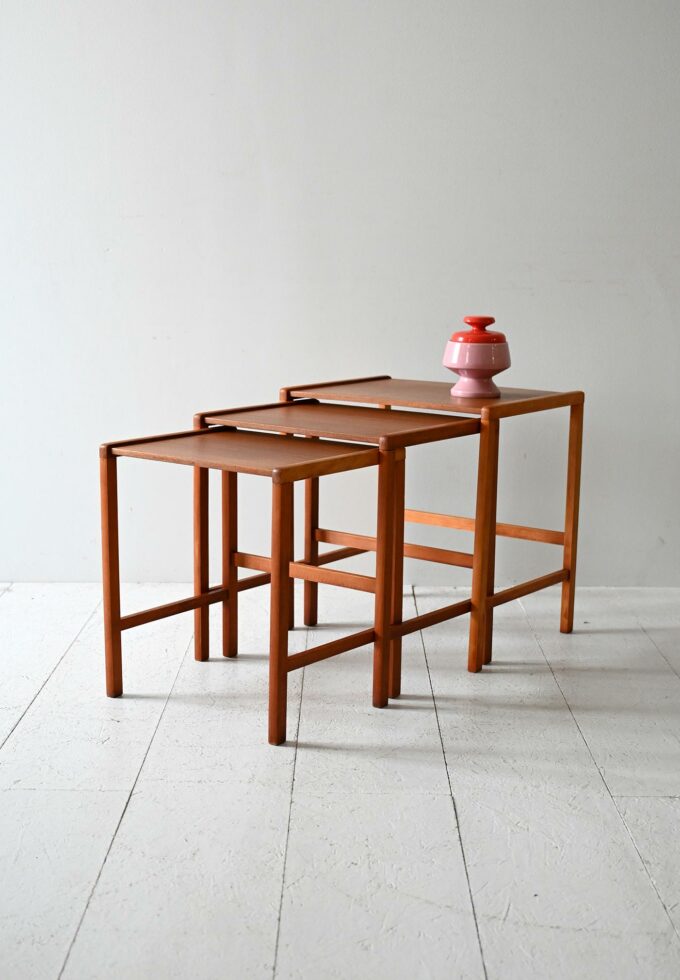 Set 3 Vintage Scandinavian Teak Nesting Tables-a