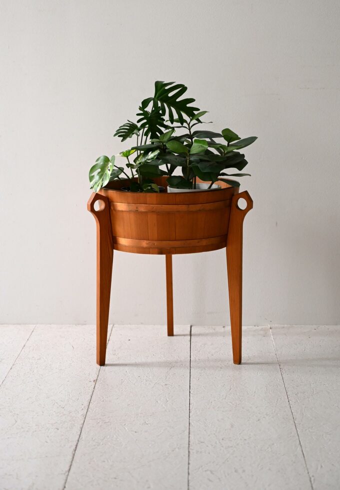 1960s Scandinavian Teak Planter Metal Insert-a