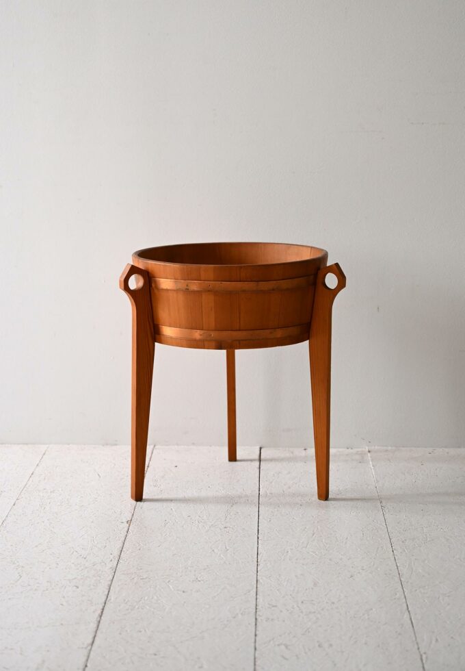 1960s Scandinavian Teak Planter Metal Insert-b