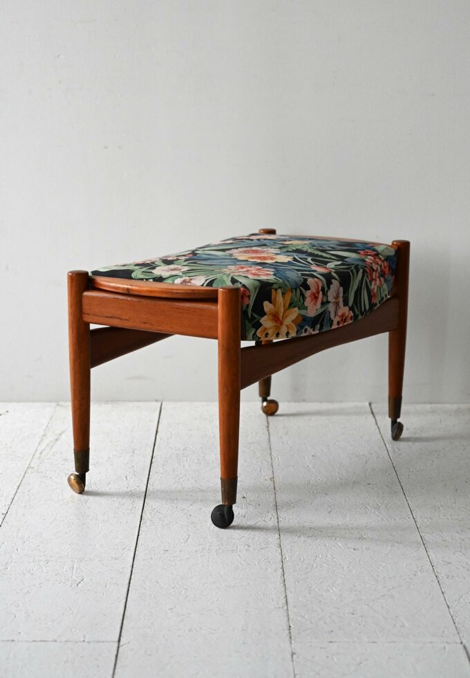 Scandinavian 1950s footstool with Frank-b fabric.