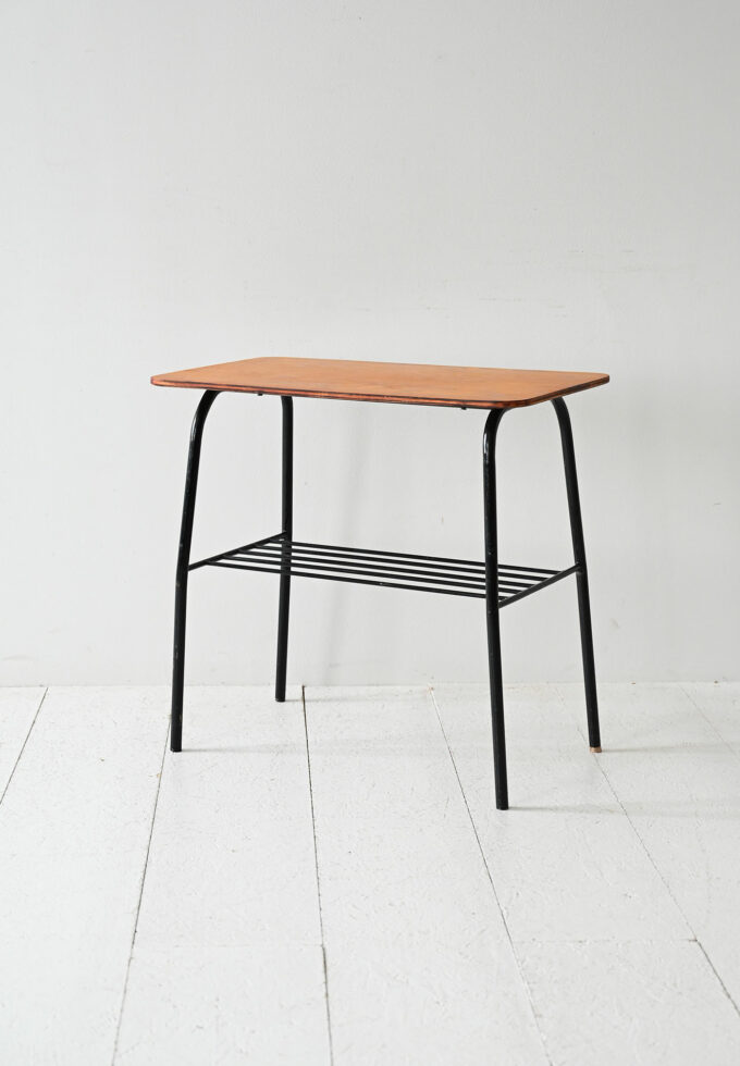 Scandinavian vintage coffee table with metal frame-b