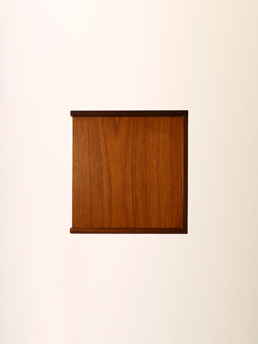 Scandinavian vintage teak bedside table with geometric front-f
