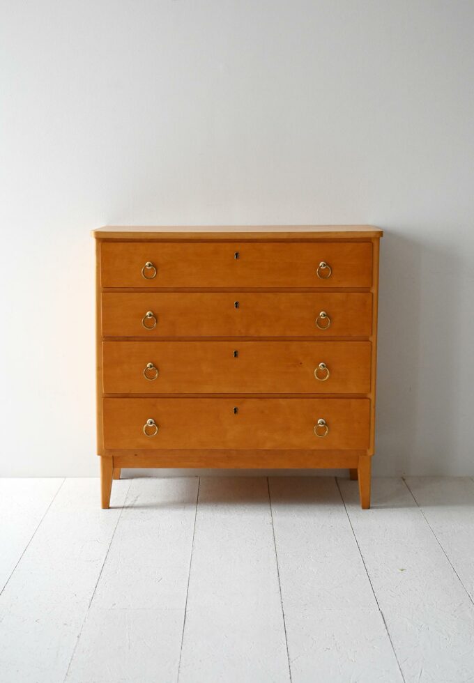 Scandinavian vintage birch chest of drawers 1950s-b