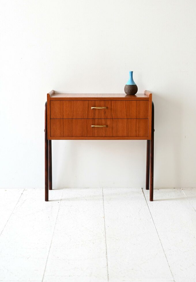 Scandinavian vintage 1950s teak-b bedside table.
