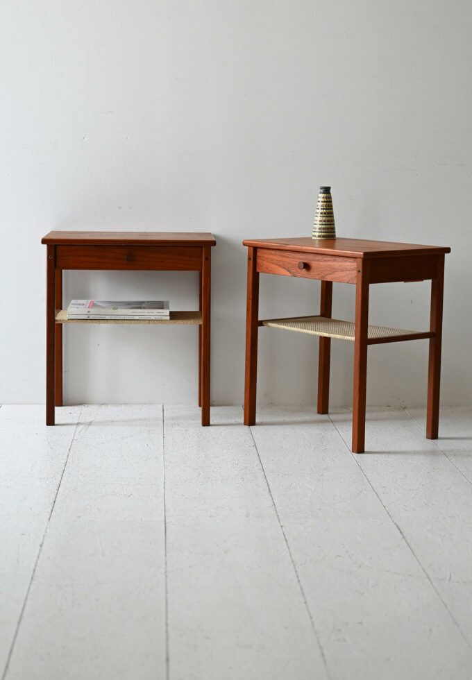 Pair Scandinavian nightstands dark teak 1950s-a