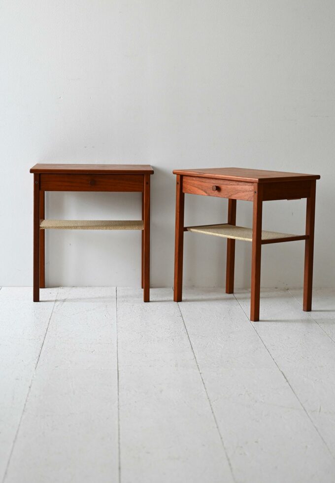 Pair Scandinavian nightstands dark teak 1950s-b