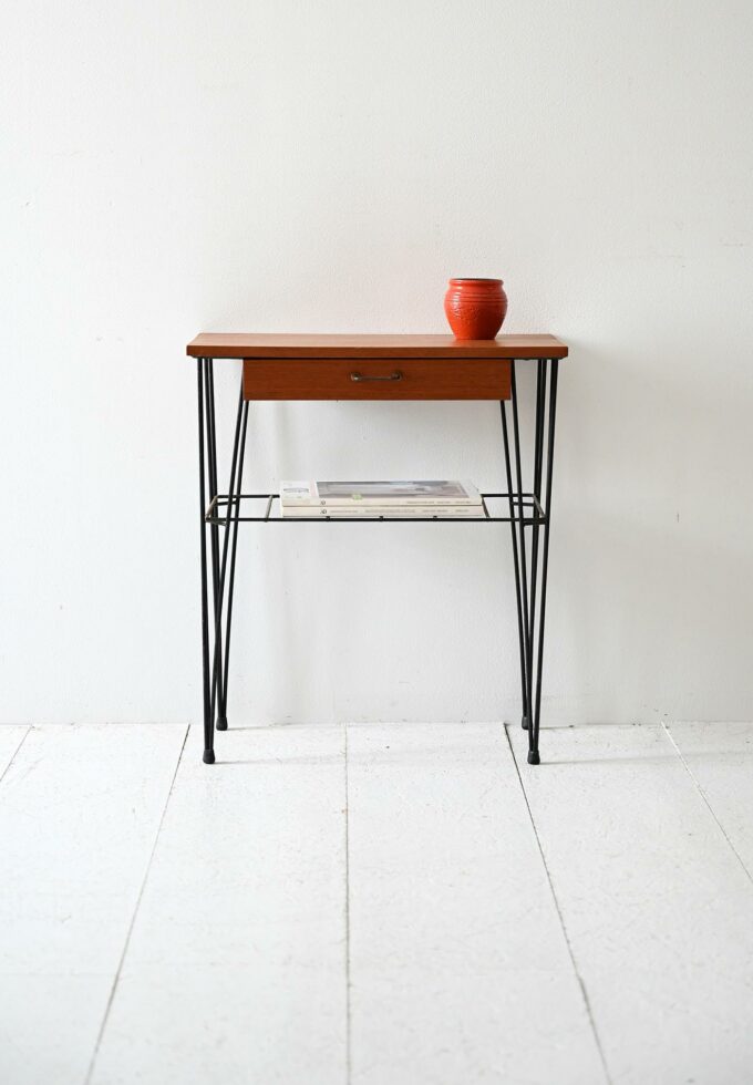 Scandinavian vintage 50s/60s teak and iron-a nightstand