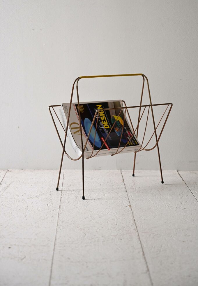 Scandinavian vintage 1960s metal magazine rack-a