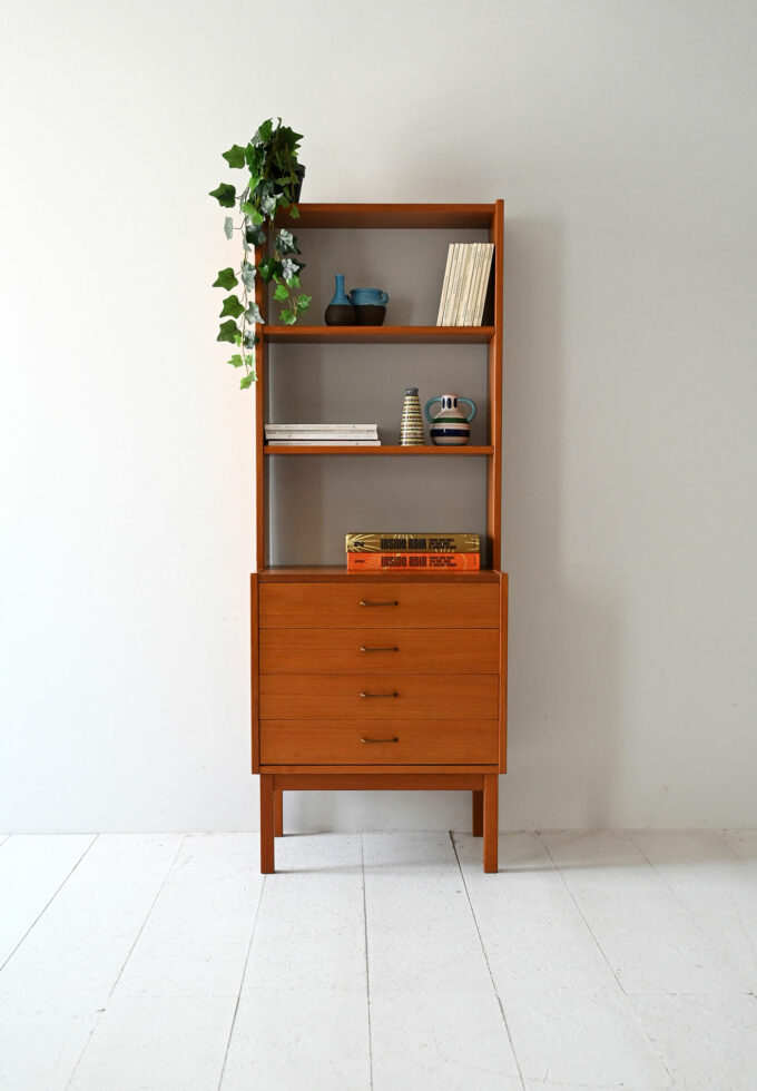 Vintage 1960s Scandinavian bookcase with drawers-a