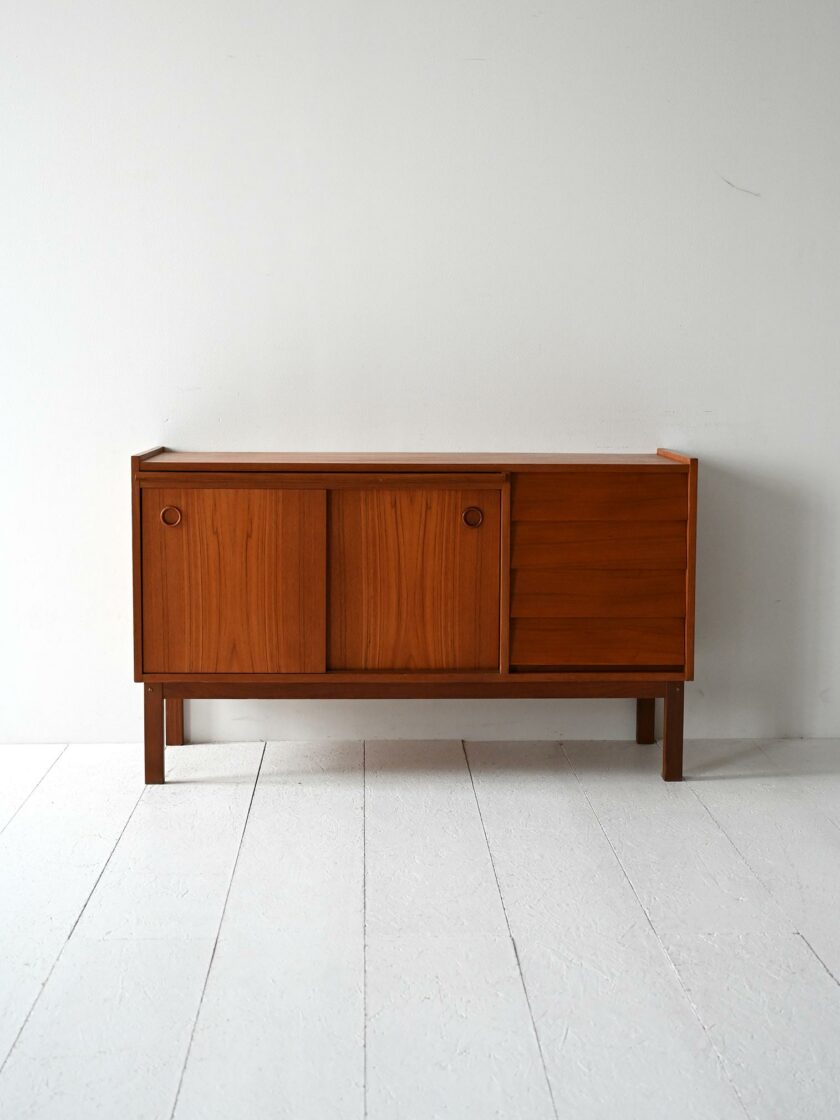 Sideboard scandinavo vintage con scrivania estraibile in teak-b