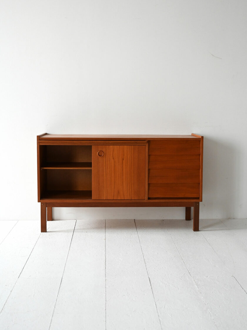 Sideboard scandinavo vintage con scrivania estraibile in teak-c