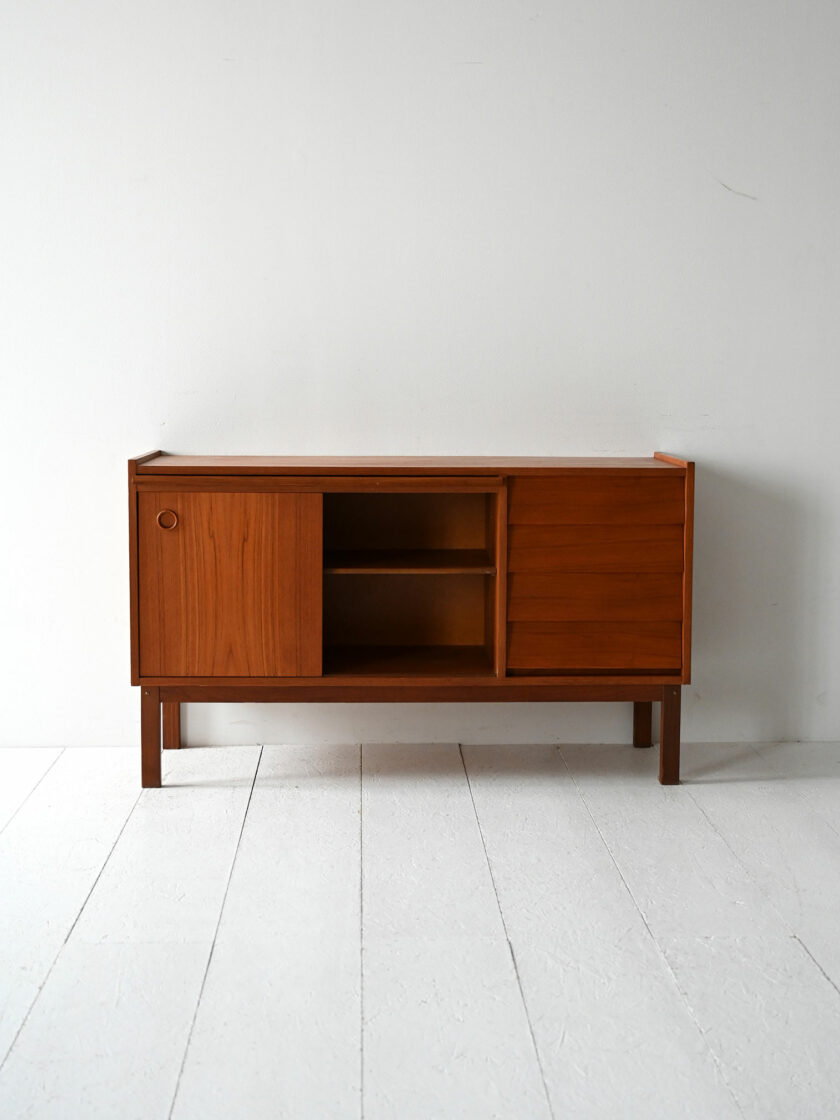 Sideboard scandinavo vintage con scrivania estraibile in teak-d
