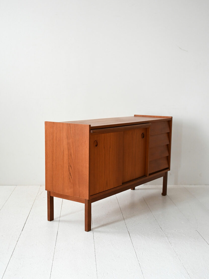 Sideboard scandinavo vintage con scrivania estraibile in teak-e