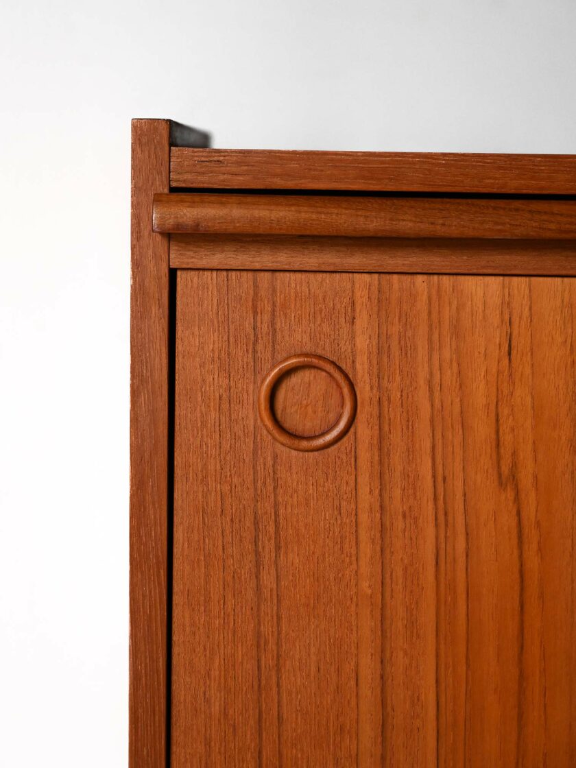 Sideboard scandinavo vintage con scrivania estraibile in teak-g