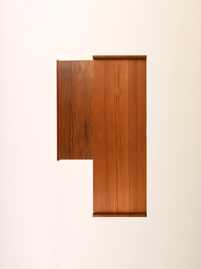 Sideboard scandinavo vintage con scrivania estraibile in teak-h