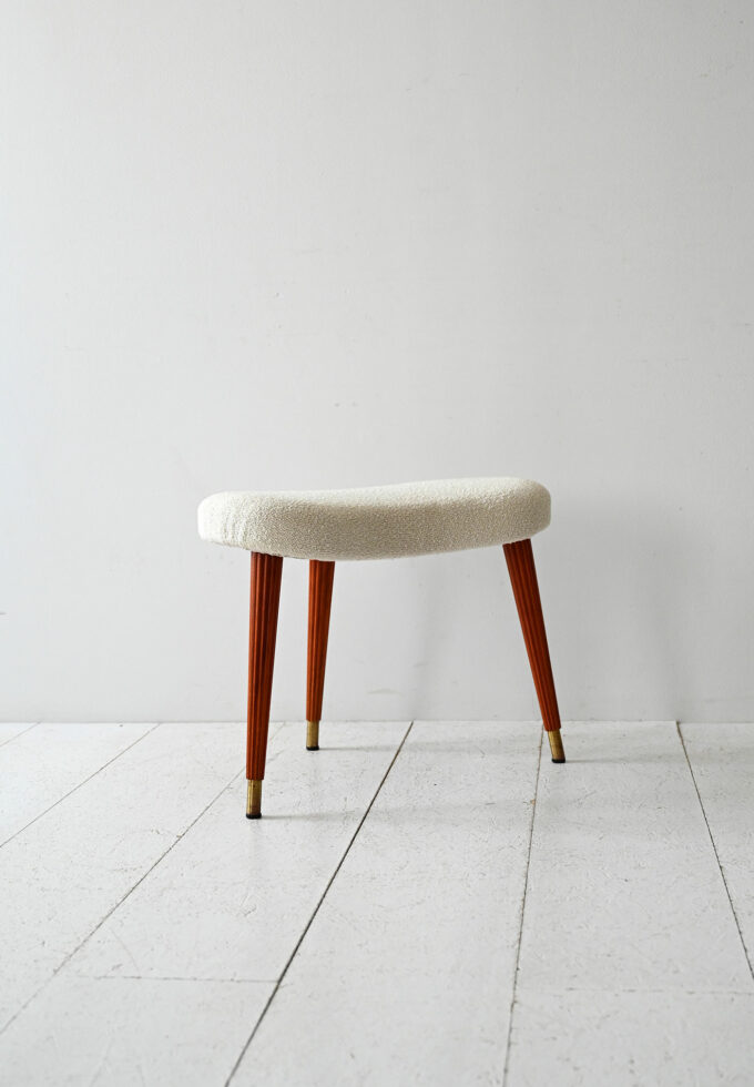 1940s Swedish stool with mahogany legs-a