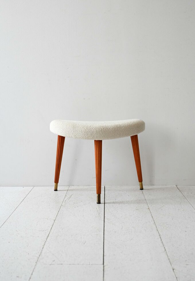 1940s Swedish stool with mahogany legs-b