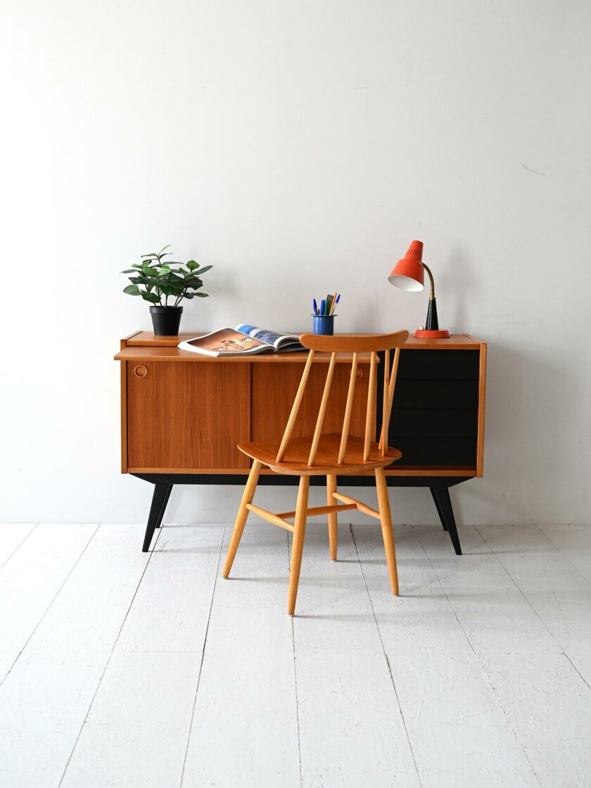 Scandinavian teak sideboard with black-a details