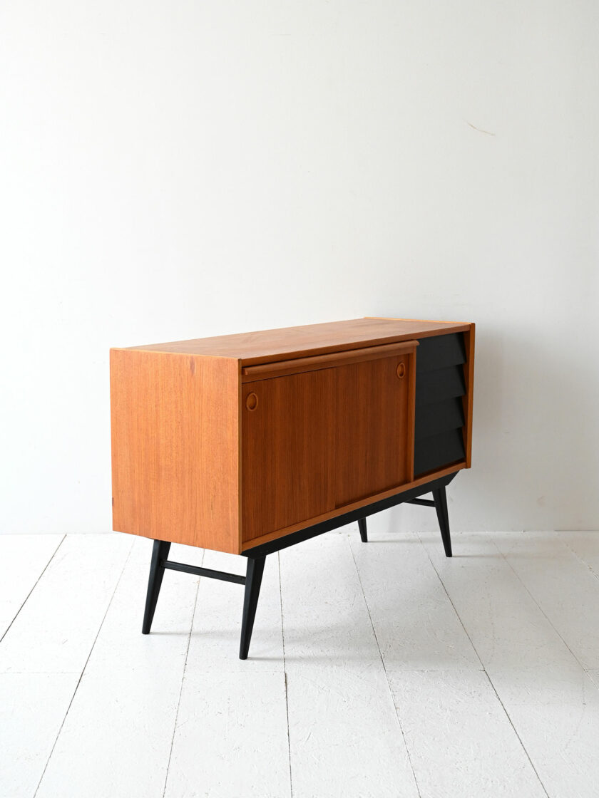 Scandinavian teak sideboard with black detailing-e